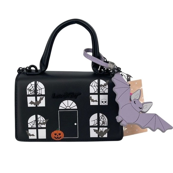 Betsey Johnson Handbags - Betsey Johnson Haunted House Crossbody Bag with Bat Charm Black Halloween NWT